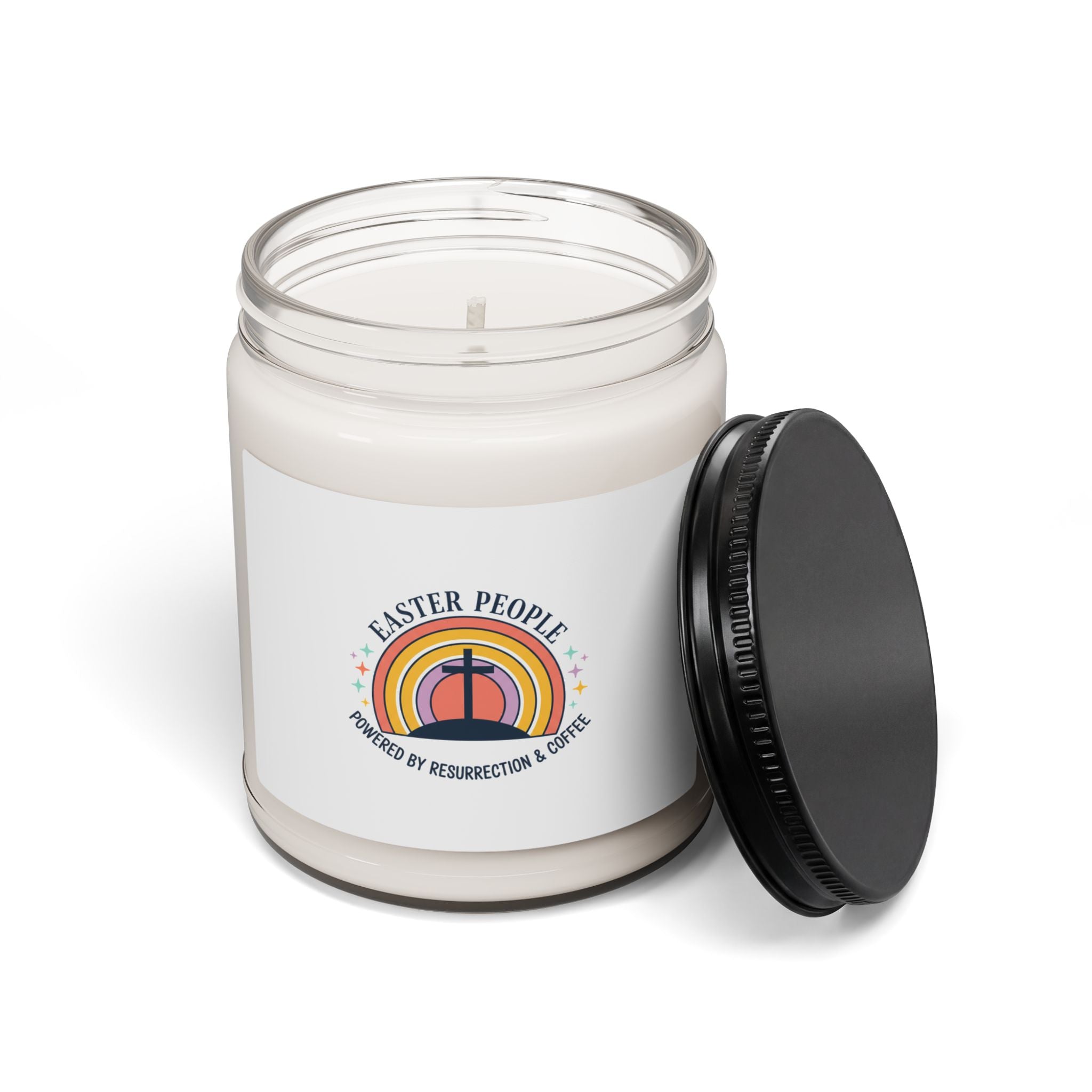 He Is Risen Rainbow Cross Candle | Soy Candle, Easter Faith Humor
