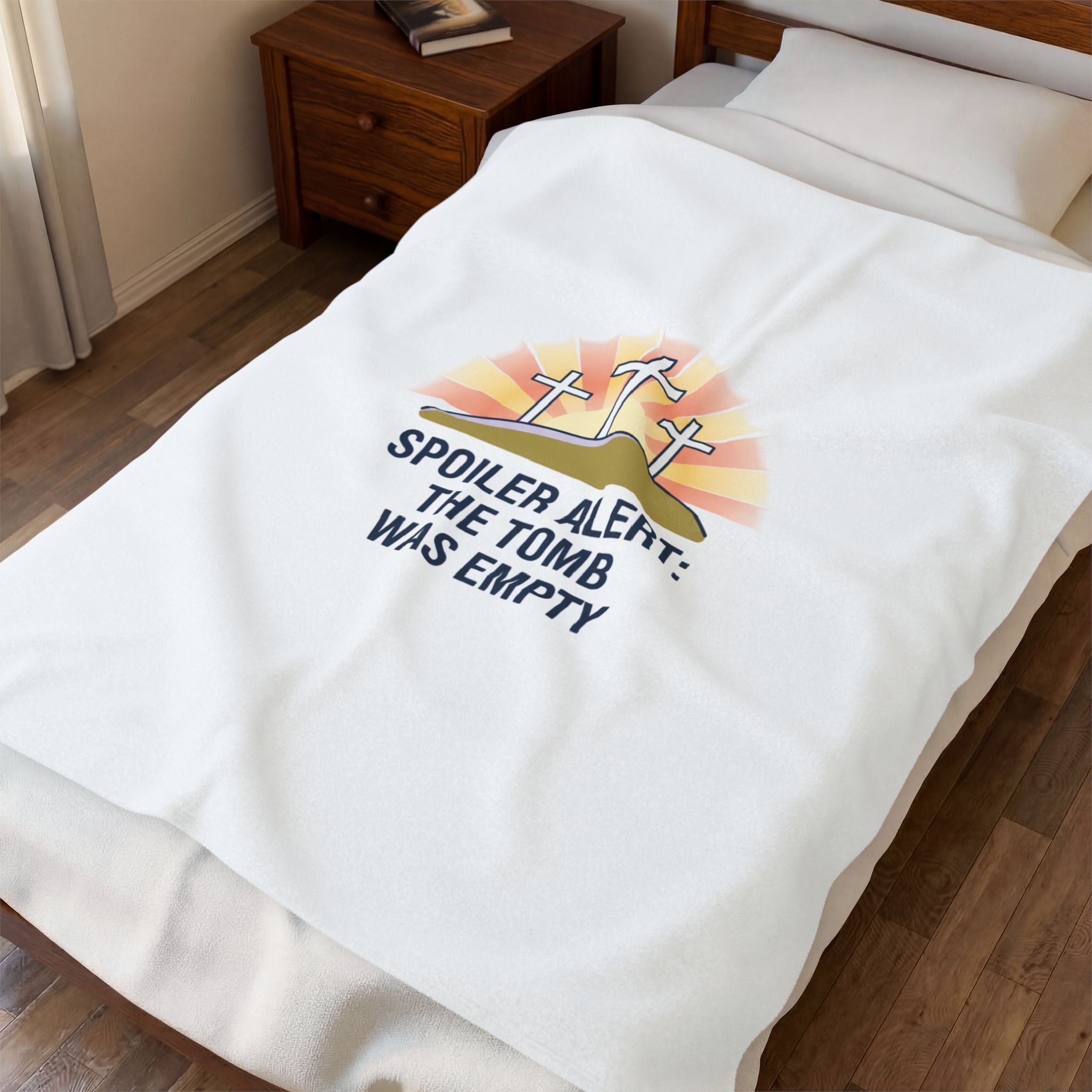 Spoiler Alert The Tomb Was Empty Velveteen Plush Blanket | Christian Easter, He Is Risen