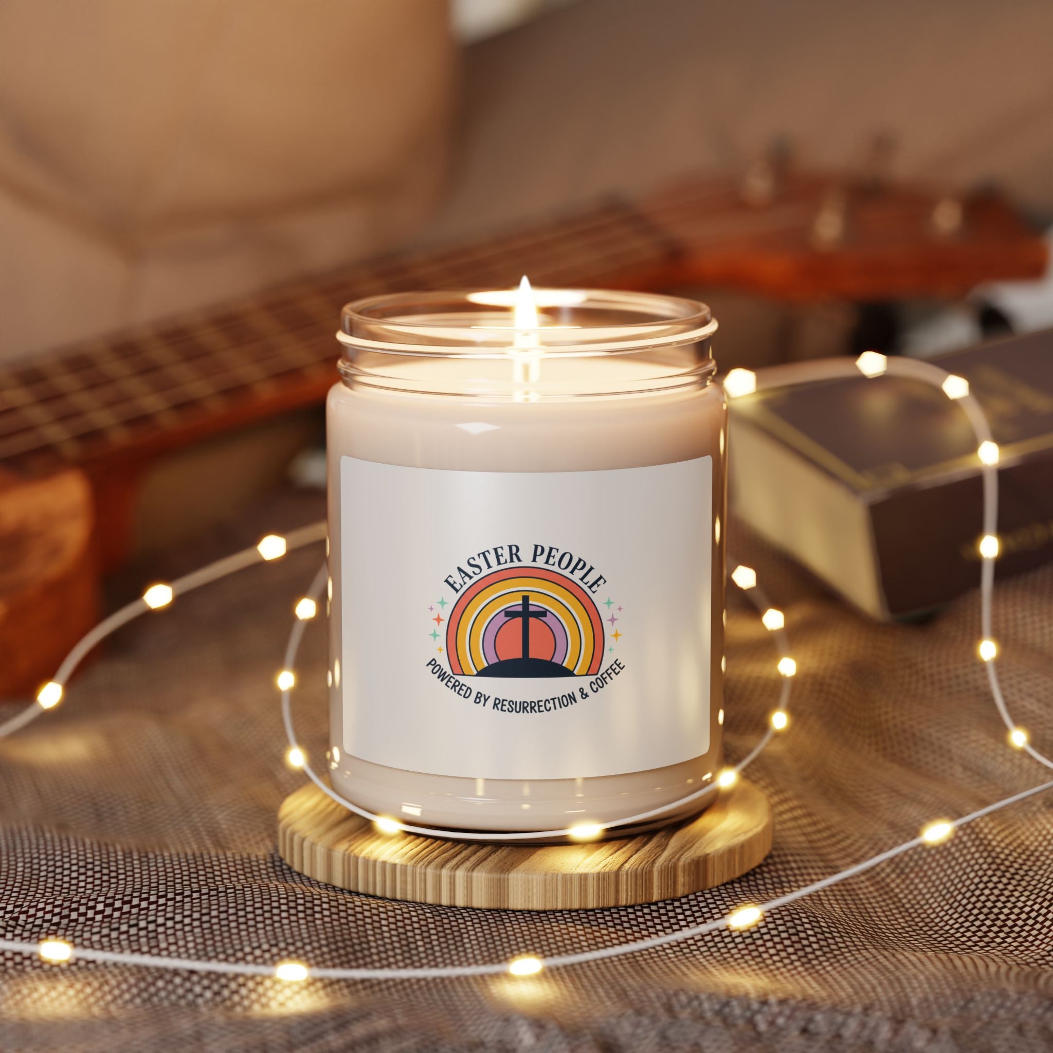 He Is Risen Rainbow Cross Candle | Soy Candle, Easter Faith Humor