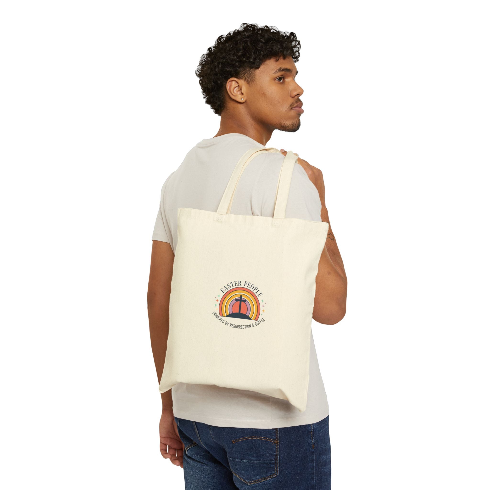He Is Risen Rainbow Cross Tote | Christian Easter, Faith-Based Humor